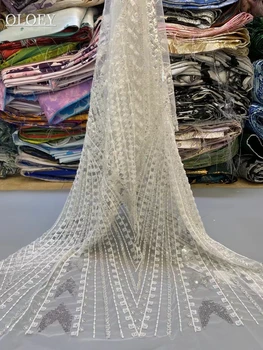 2023 Высококачественная роскошная кружевная ткань для жениха в Африканском Нигерийском стиле С блестками Для свадебного платья