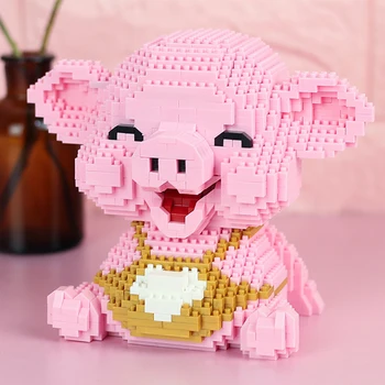 3D модель DIY Mini Diamond Blocks Bricks Building Animal World Розовая улыбка свиньи, кукла-поросенок для детей