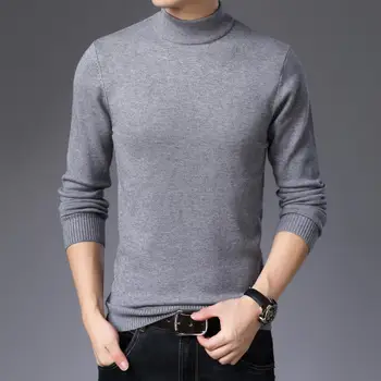 COODRONY Однотонный теплый свитер с высоким воротом, осень-зима, Новый тренд, Универсальная футболка с длинными рукавами, удобный топ W5686