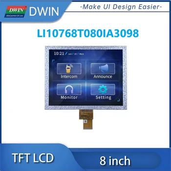 DWIN 1024*768 пикселей 8-дюймовый IPS TFT LCD 300 Нит LVDS Интерфейс HX8282-A11DPD300 Драйвер IC промышленного класса LI10768T080IA3098