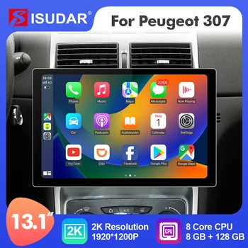 ISUDAR 13,1 Дюймов Android 12 Автомагнитола Для Peugeot 307 307CC SW 2002-2013 GPS Авторадио Мультимедийный Плеер Стерео 4G Carplay auto