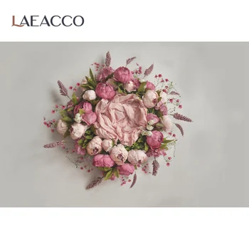 Laeacco Baby Shower, фон для фотосъемки новорожденной принцессы, цветы, Розовая стена, фотосессия, фон для фотосессии, Фотостудия