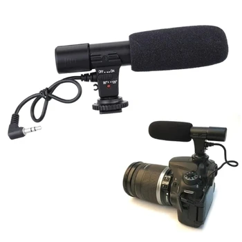 MIC-01 Профессиональный конденсаторный микрофон 3,5 мм для стереозаписи интервью, микрофон для записи видео с зеркальной камеры.