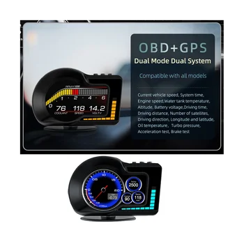 OBD2 EOBD Многофункциональный ЖК-дисплей OBD + GPS HUD Автоматический Компьютер Автомобильный Головной Дисплей Спидометр в реальном времени для Всех автомобилей