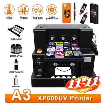 XP600 УФ DTF Принтер A3 UV Impresora DTF УФ Печатная Машина для Переноса УФ DTF Наклеек с Поворотным Держателем УФ Планшетный Принтер