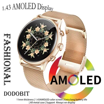 dodobit DT10 Smartwatch Для Женщин Мужчин AMOLED Экран Сердечного Ритма Приборы Для Измерения Артериального Давления Фитнес Трекер Здоровый Смарт Часы Для IOS и Android