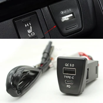 Автомобильное зарядное устройство с интерфейсом USB, Внутреннее QC3.0, Быстрое зарядное устройство USB для Toyota Rav4 2019 2020, Аксессуары