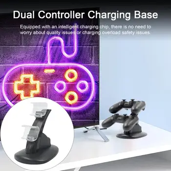 База для зарядки игрового геймпада, док-станция для зарядки игрового контроллера с двойным базовым светодиодным индикатором быстрой зарядки Micro Usb, безопасная
