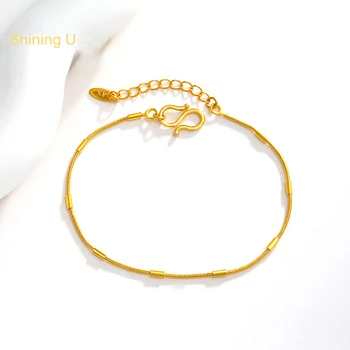 Блестящий U-образный браслет для женщин, покрытый 24-каратным золотом, Новые модные украшения в китайском стиле