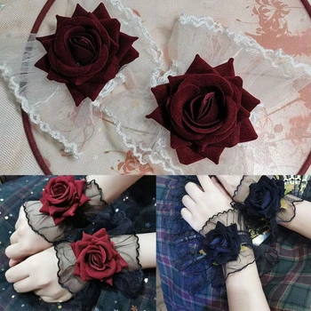 Браслет на запястье, кружевной эластичный декоративный рукав с розами для челнока невесты