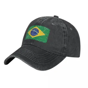 Винтажные бейсболки с бразильским флагом, винтажный вид, унисекс, потертая джинсовая выстиранная солнцезащитная кепка, кепки для активного отдыха, Шляпа
