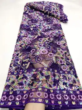 Высококачественная Африканская Нигерийская тюлевая Кружевная Ткань С Вышивкой Из Органзы, гипюровое Вечернее Платье, Парча, Жаккард, Французское Кружево JY39