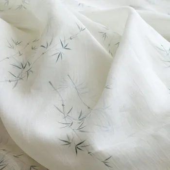 Высококачественная новая ткань ramie material Элегантная ткань для печати листьев бамбука cheongsam Hanfu Literature Dress fabric