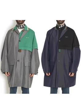 Вышитая лоскутная куртка Унисекс в стиле пэчворк, тренчкот, куртка, мужское длинное мужское пальто, пальто средней длины, женская одежда