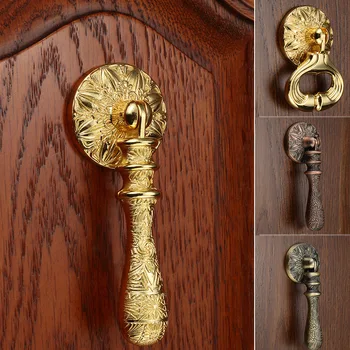Дверной молоток в европейском стиле в стиле ретро, антикварные ручки для ящиков кухонного шкафа, Дверные ручки из цинкового сплава, Золотая мебельная фурнитура