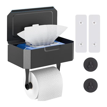 Держатель туалетной бумаги Держатель туалетной бумаги с коробкой для влажных салфеток, полкой, кухонным рулоном для ванной комнаты