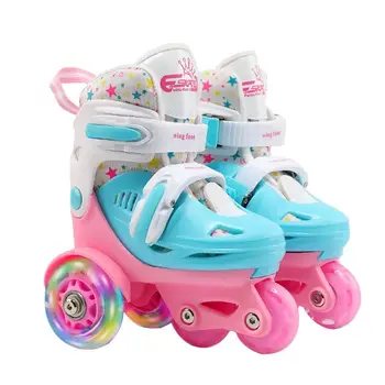 Детские коньки Высокоэластичные полиуретановые роликовые коньки для детского катания Обувь Регулируемого размера для мальчиков и девочек Принадлежности для катания