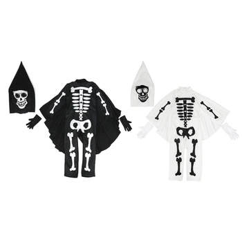 Детское маскарадное платье для косплея, боди для вечеринки, комбинезон для ролевых игр, детские костюмы на Хэллоуин, страшные костюмы скелетов для детей HXBA