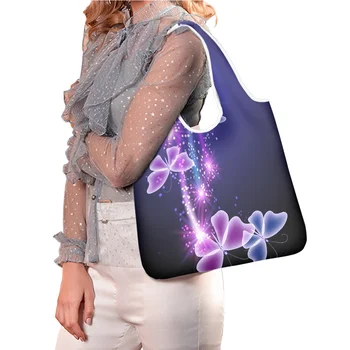 Дизайнерская сумка Hycool с рисунком бабочки Многоразовая сумка Многоразовые Подарочные сумки Kawaii для покупок с продуктами Пользовательский логотип