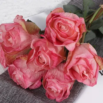 Европейский Ретро Букет искусственных Роз, Шелковые поддельные цветы, Подарок на День Святого Валентина, Праздничное украшение, Имитация Цветочных Духов, Розы
