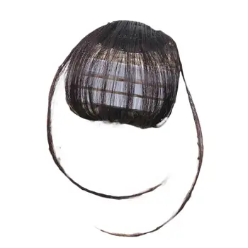Женская искусственная заколка для волос Парик с воздушной челкой, шиньон для наращивания тонкой аккуратной бахромы, высокотемпературный шелковый парик в стиле искусственной челки