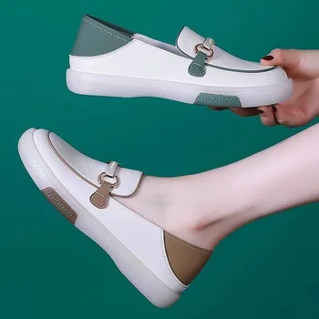 Женская обувь Lefu на плоской подошве с одной ногой, весна и осень 2024, Новая модная обувь для отдыха на мягкой подошве, женская обувь Lefu