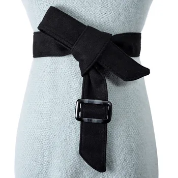 Женский пояс, двойное украшение для замшевого пальто, широкий пояс, простое модное платье, повязка с бантом, однотонный пояс