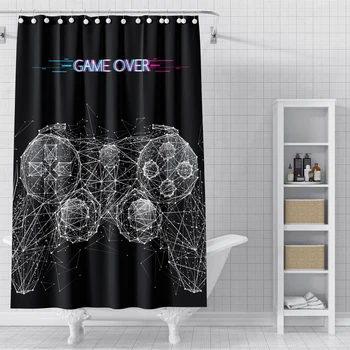 Забавная игровая приставка, занавеска для душа, 3D водонепроницаемая ткань для ванной с геймпадом, геймер для домашнего декора в ванной комнате