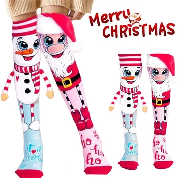 Забавные рождественские носки с Сантой и снеговиком, новинка, женские уютные носки-тапочки для девочек, женские пушистые носки