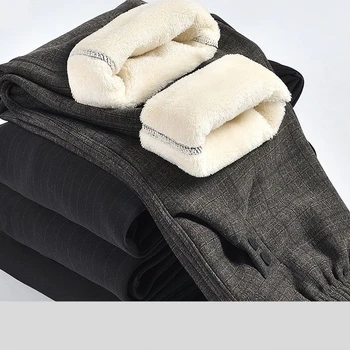 Зимние женские брюки в сетку большого размера, теплый пот Плюс плотные бархатные узкие женские брюки-карандаш с высокой талией C11