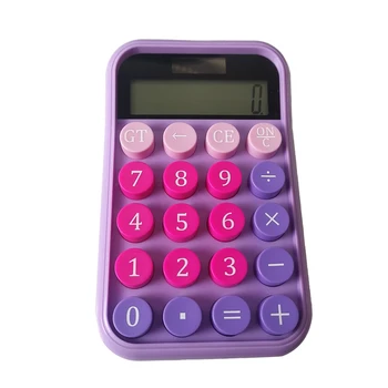 Калькулятор с механическим переключателем, ЖК-дисплей, фиолетовый Калькулятор, Большие кнопки, механический калькулятор, 1 штука, фиолетовый