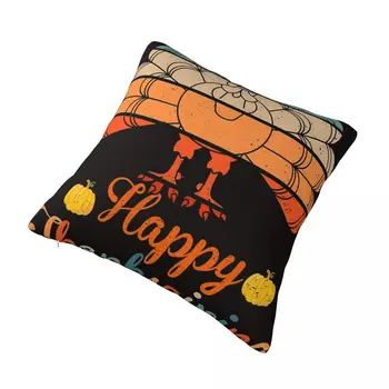 Квадратная наволочка из индейки в стиле ретро на День Благодарения, наволочка из полиэстера, Бархатная подушка для декора, Комфортная подушка для спальни