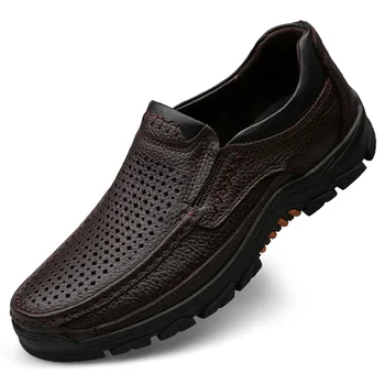 Кожаная обувь мужская four seasons с дышащей толстой подошвой, деловые кожаные туфли, модная повседневная обувь для вождения в британском стиле.