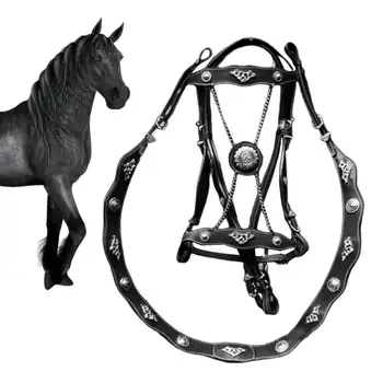 Кожаный недоуздок для лошадей, недоуздок из искусственной кожи и поводовые веревки для лошадей, удобный эргономичный дизайн, недоуздки с металлической пряжкой для