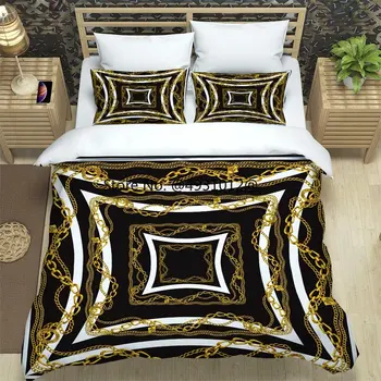 Комплект постельного белья, Роскошный Декор спальни из черного золота, Мягкое одеяло, Пододеяльник, Стеганое одеяло, Красивый домашний текстиль, подарки для детей