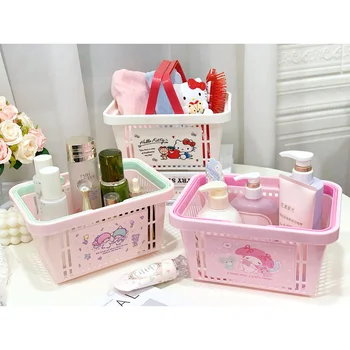 Корзины для хранения аниме Sanrio, настольный органайзер Hello Kitty, коробка для игрушек Kuromi Cinnamoroll, аксессуары для макияжа, ручка, коробка для хранения