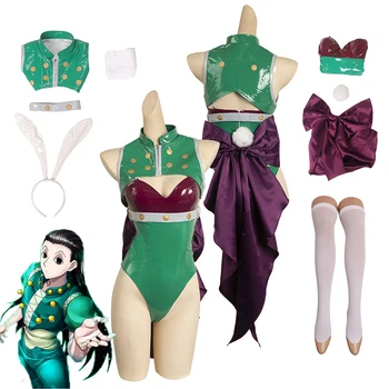 Косплей-костюм Illumi Zoldyck Bunny Girl HUNTER × HUNTER Roleplay, зеленый комбинезон, костюм-фантазия на Хэллоуин для взрослой женщины