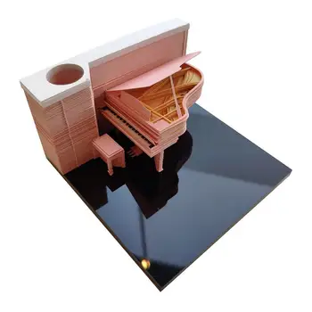 Креативное розовое пианино Трехмерная резьба по бумаге Блокнот для заметок 3D Art Craft Блокнот для заметок Офисные украшения Украшения Подарок