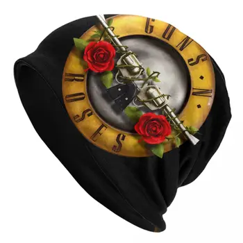 Логотип Guns N Rose Heavy Metal Skullies, Шапочки, Кепки, Уличная Одежда, Зимняя Теплая Женская Мужская Вязаная Шапка, Шапки-Капоты Для Взрослых Унисекс