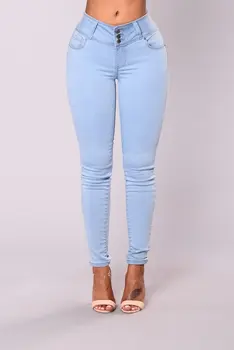 Модная уличная одежда Повседневные брюки полной длины Женские узкие джинсы-стрейч 2023 Синие узкие брюки-карандаш Джинсовые брюки