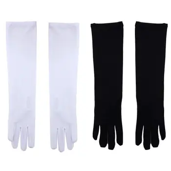 Модные 38 см Женские Прозрачные свадебные перчатки из искусственного шелка с защитой от ультрафиолета, черные эластичные варежки, Сетчатые перчатки, перчатки для пальцев, Оперные перчатки