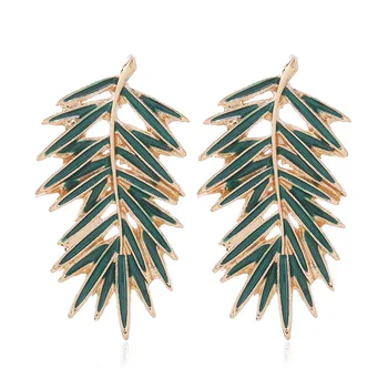 Модные серьги в виде масляных листьев из сплава, простой дизайн, элегантные украшения для ушей в виде листьев-гвоздиков для женщин - Отличное качество, изысканный стиль