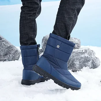 Мужские зимние ботинки 2024, Уличная Прогулочная обувь, Нескользящие Водонепроницаемые Зимние ботинки, Мужская Теплая Плюшевая Зимняя обувь, Мужская для -40 Градусов