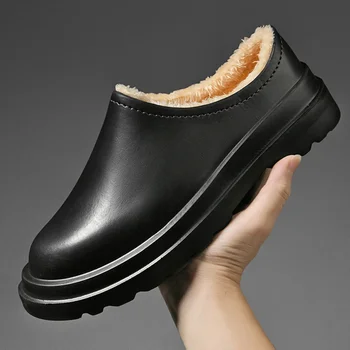Мужские тапочки из ЭВА, домашняя хлопчатобумажная обувь, зимняя уличная ванная комната, нескользящая платформа, индивидуальность, Мужская обувь нового стиля