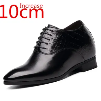 Мужские туфли-дерби из натуральной кожи, увеличивающие рост на 8-10 см, деловые мужские вечерние модельные туфли, невидимые свадебные туфли с лифтом на высоком каблуке