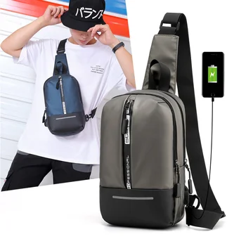 Мужской рюкзак-слинг через плечо, рюкзак, рюкзак, Многофункциональная зарядка через USB, Светоотражающая полоса, Повседневные Мужские нейлоновые нагрудные сумки через плечо