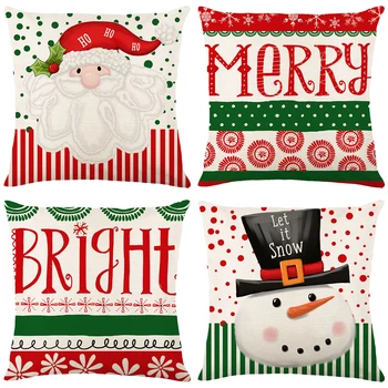 Наволочка с принтом Санта-Клауса и Снеговика для дивана, наволочка для автомобиля, Наволочка для домашнего декора, Наволочка для подушки 2023, Веселые Рождественские подарки