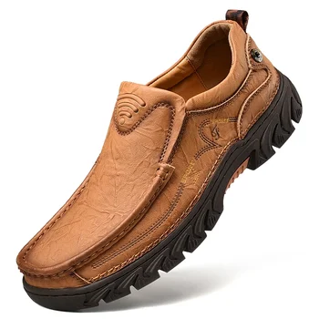 Новая Мужская обувь, Повседневная обувь из 100% натуральной кожи, Высококачественная Удобная Рабочая Обувь, Лоферы Из Коровьей кожи, Кроссовки, Размер Обуви 48