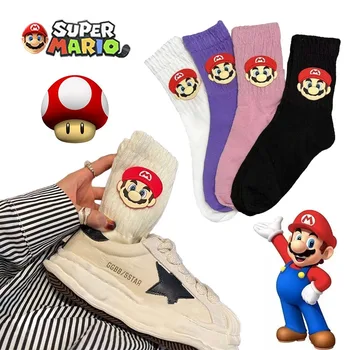 Носки с аниме Super Mario Bros, хлопковые мужские носки, женские Удобные и теплые Весенне-осенние чулки, Студенческие спортивные носки, подарки
