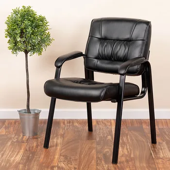 Офисное кресло, Кожаное Кресло для руководителей со стороны стойки регистрации с черной отделкой каркаса Офисная мебель